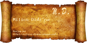 Milics Diána névjegykártya